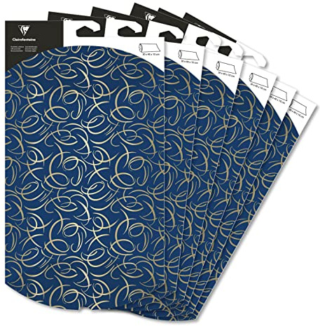 Clairefontaine 618008C - 6 bolsas de regalo plegables de gran formato, 30 x 40 cm, diseño árabesco, caja de almohada - caja de regalo