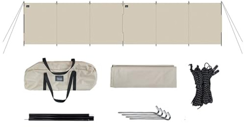SHYP Camping Windbreaks for Garden Grills BBQ Picnic, Outdoor Caravan Privacy Screen Folding Portable Waterproof Oxford Cloth Windscreen Beach Windshield Shelter (Khaki) (Color : 2 Sets)