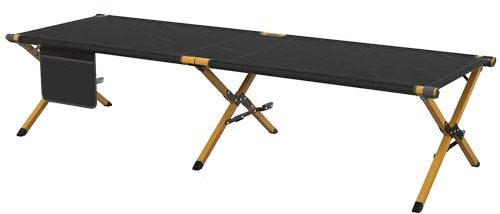 Outsunny Feldbett faltbar Campingbett mit Tragetasche 196 x 64 x 45 cm Gästebett bis 200 kg Campingliege für Erwachsene Klappbett für Indoor, Outdoor, Garten Camping Reisen Schwarz