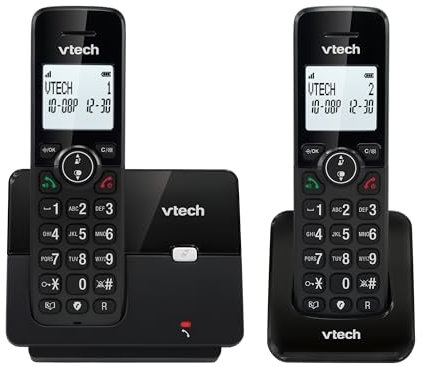 VTECH CS2001 Schnurloses DECT-Telefon mit 2 Mobilteilen für zu Hause, mit Blocker für unerwünschte Anrufe, Lange Reichweite zuverlässig bis zu 300 m, Anrufer-Identifikation