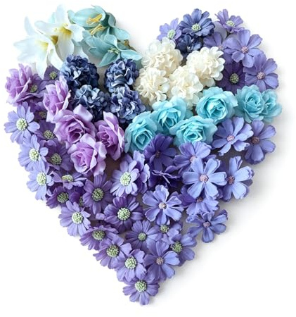 PacuM 40 Pièces Mini Fleurs Artificielles Têtes Fleurs Artificielles Rose Capitules de Marguerite en Soie pour Bouquet Mariée Tableau Mural Fête Mariage Maison Jardin (Violet)
