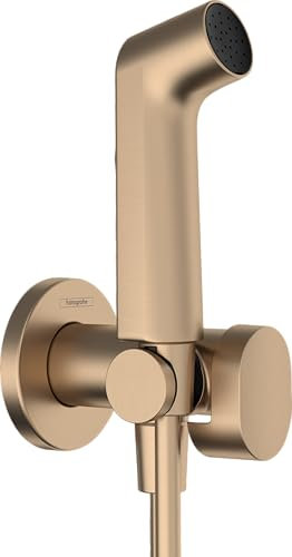 hansgrohe set de bidé S, ducha de bidet con 1 tipo de chorro ahorro de agua (EcoSmart), incl. llave de paso, soporte de ducha y flexo de ducha 1,25 m, para agua caliente, bronce cepillado