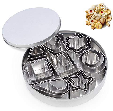 NOTEZMATE 24 Stück Plätzchen Ausstecher Set, Ausstechformen Weihnachten Formen aus Edelstahl mit 8 Formen, Geometrische Keksformen für Tortendekorationen, Zuckerkuchen, und Kekse