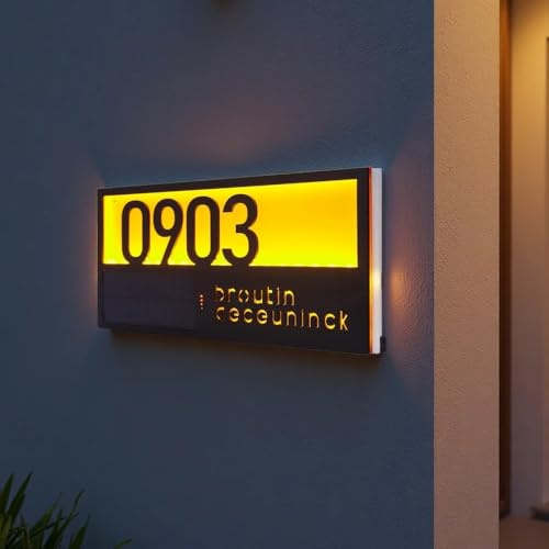 Placa Personalizada Con Números Solares Para Exteriores, Placa Moderna Personalizada Con Números Para Casas Con Luz LED, Placas Con Dirección Iluminada En Acrílico 3D Para Jardines Y Patios, 16x32cm