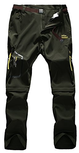 Echinodon Damen Zipp Off Hose Schnelltrockende Outdoorhose Trekkinghose Wanderhose Funktionshose Sommer Frühling Armeegrün XXL