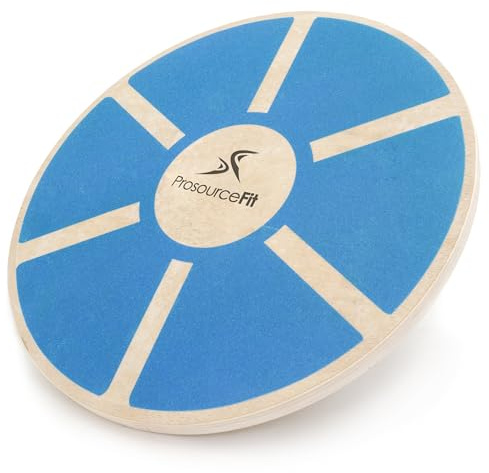 ProsourceFit Wooden Balance Board Non-Slip Wobble Core Trainer 15.75in (39.5cm) Diameter with 360 Rotation for Stability Training, Full Body Exercises, Physical Therapy, Blue