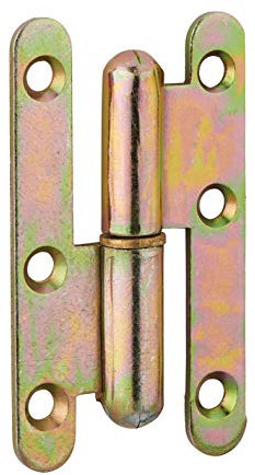 THIRARD - Cerniera di Parigi per Porta d'Ingresso e Interna - Acciaio Zincato - Sinistra - Fissaggio 3 o 4 Fori - Installazione Facile - 80 x 45 mm - Giallo/Dorato