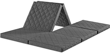 sleepling 196534 Twin Doppel Klappmatratze | Gästematratze | faltbar zum Sitzhocker | mit Husse | Made in EU | Ökotex 100 | waschbarer Bezug | 195 x 140 x 8 cm, grau