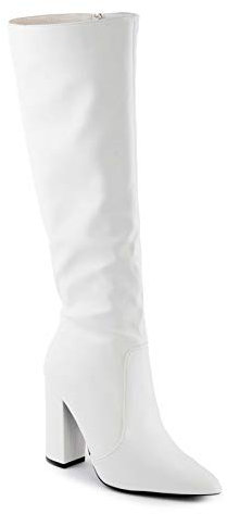 Toocool Damenstiefel spitz, knielang, hohe Absätze, Stiefeletten X8056 [39, Weiß]