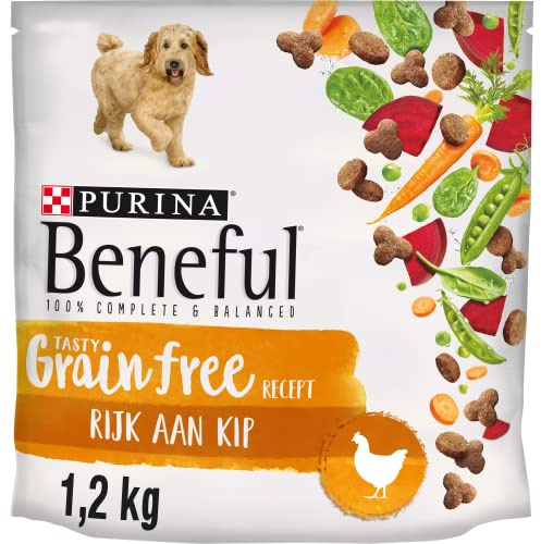 Beneful Cibo per cani senza cereali, crocchette per cani ricchi di pollo con verdure 1,2kg - 3 sacchetti (3,6kg)