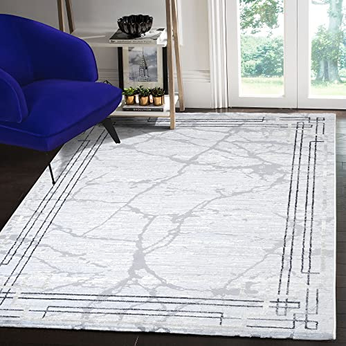 SANAT Teppiche für Wohnzimmer - Harmony - Kurzflor Teppich, Geeignet für Flur, Esszimmer, Schlafzimmer, Küche und Kinderzimmer Öko-Tex 100 Zertifizier - Liner-Hellgrau, 120X160 cm