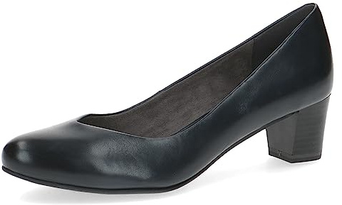 Caprice Escarpins Memotion en Cuir Petit Talon Largeur G, Bleu (Ocean Nappa), 37 EU
