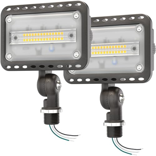 CINOTON 20W LED Flood Lights Outdoor, IP65 Waterproof Exterior Security Wall Lights with 180°Knuckle, 2800LM 120V Outside Aluminum Lighting Fixture for Patio Porch Barn Garage 5000K 2 Pack, UL Listed