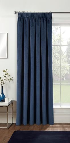 Enhanced Living Velvet Navy Thermal 100% Blackout Door Curtain Panel with Tape Top - 66 x 84 Inch (168 x 214cm) - Supersoft Energy Saving & Noise Reducing Curtain for Living Room & Bedroom.