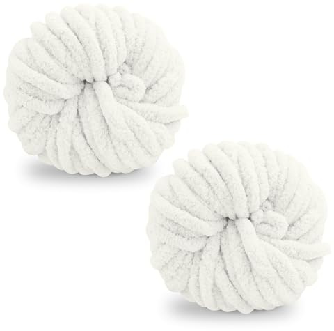 Chunky Wool Yarn 250g × 2, Multi-Colored Knitting Yarn for Crochet, 2cm Soft Knitting Wool for Making Handmade Bags Hats Blankets Pillow Cushion Cat Bed