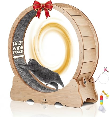 Cat Wheel, 43 L Large Cats Exercise Running Wheel, Cat Treadmill for Indoor Cats