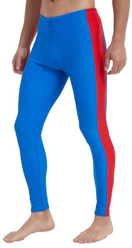 Ubestyle UPF 50+ Men's Active Surfing Water Leggings Swim Pants Swim Tights Beach Pants Sun Protective, Bluered, L