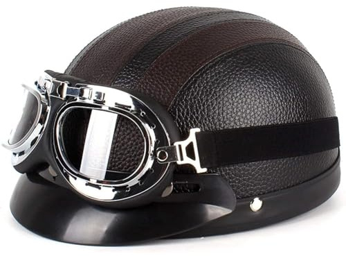 BYFHHHH Halbhelme Motorradhelm, Halbschalenhelm Jethelm Offener Helm Mit Schutzbrille Halbschalenhelm Halbhelme Motorradhelm Sturzhelm Für Herren Damen C
