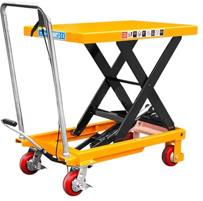 Carro de mesa elevadora hidráulica,150kg de capacidad de carga,moto gato 72cm de altura de elevación,solo carro elevador tijera con 4 ruedas for la manipulación y transporte materiales(150kg/330lb)