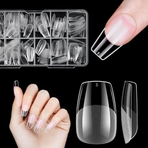 Ballerina Nageltips Kurz, Venares 120 Stück Falsche Nägel zum Aufkleben 12 Größen Künstliche Nägel Kurz, Soft Gel Full Cover Nail Tips für Gelnägel Kurz S
