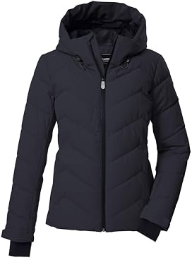 killtec Donna Giacca da sci/giacca trapuntata/giacca funzionale in look piumino con cappuccio e paraneve KSW 31 WMN SKI QLTD JCKT, schwarz blau, 48, 43417-000