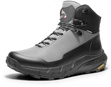 NORTIV 8 Men's Mid Waterproof Hiking Boots Outdoor Lightweight Breathable Trekking Camping Mountaineering Shoes HydroTrek,Size 12,Grey/Black,NMUMHB2504