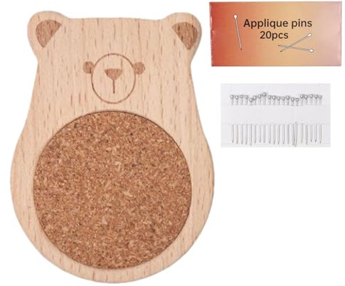 Puntaspilli per cucito | Simpatico cuscino per aghi in legno con 20 spilli | Materiali portatili per lavori a maglia, ricamo, cucito, uso quotidiano