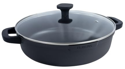 NERTHUS FIH 1559 – Casseruola Bassa in Alluminio Fuso con Rivestimento Antiaderente Quantanium – Adatta per Induzione, Gas e Vetroceramica