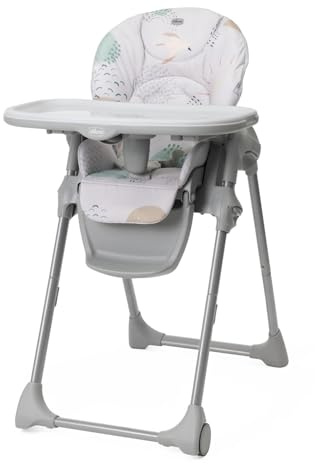 Chicco Polly Easy Seggiolone Pappa Evolutivo per Bambini da 6 Mesi a 3 Anni (15 kg), Seggiolone Reclinabile a Sdraietta con Altezza e Poggiapiedi Regolabili, 4 Ruote, Chiusura Compatta, Landscape