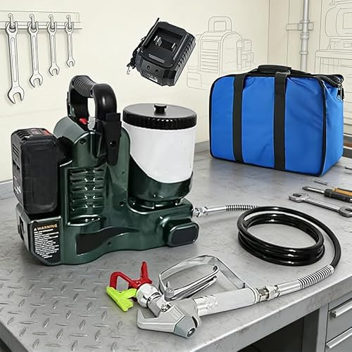 Pistola pulverizadora de Pintura eléctrica sin Aire, Capacidad de 1,2 L con Alta presión de 15 MPa y Flujo Ajustable,para látex, Pinturas acrílicas en Paredes, techos, terrazas y mejoras para e Olive