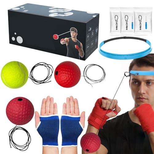 Juego de cinta reflectante de boxeo, pelota de boxeo para niños, pelota de boxeo para principiantes para habilidades de combate y velocidad de golpeo