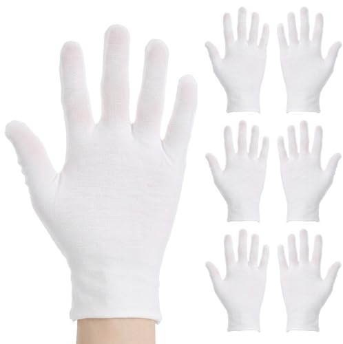 3 Pairs White Cotton Gloves for Dry Hands Eczema Overnight Hydration Glove | Full-Finger Moisturizing Glove For Women Men Size L Breathable Spa Treatment Service Performance Uniforms Machine Washable
