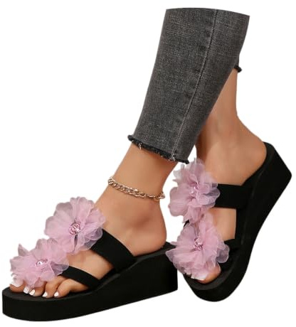 Sandales Séparateur D'orteils Tongs Femmes Avec Fleurs En Dentelle + Strass | Élégantes Pantoufles Orthopédiques Avec Soutien De La Voûte Plantaire Chaussures D'été En EVA