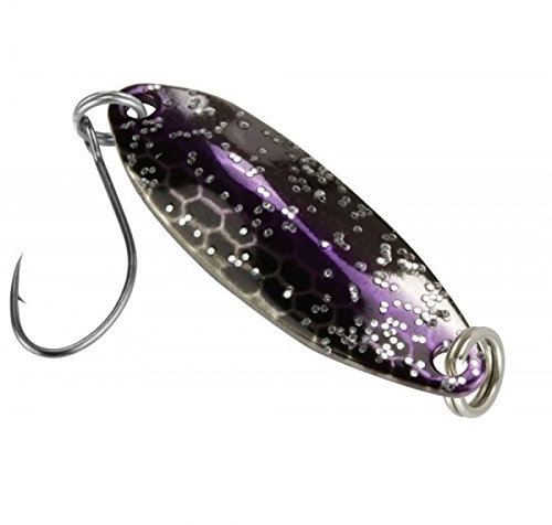 FTM Spoon Tango 1, 8g - Forellenblinker zum Spinnfischen, Forellenköder zum Spinnangeln, Blinker für Forellen, Löffelblinker, Farbe:Black/Purple Glitter