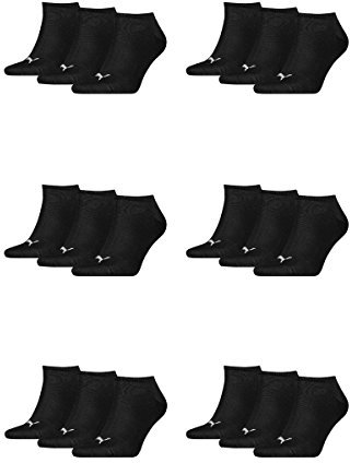 PUMA 18 Paar Sneaker Invisible Socken Gr. 35-49 Unisex für Damen Herren Füßlinge, Farbe:200 - black, Socken & Strümpfe:43-46