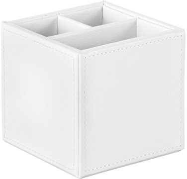OSCO WPUPP3 Faux Leather Square Pen Pot - White
