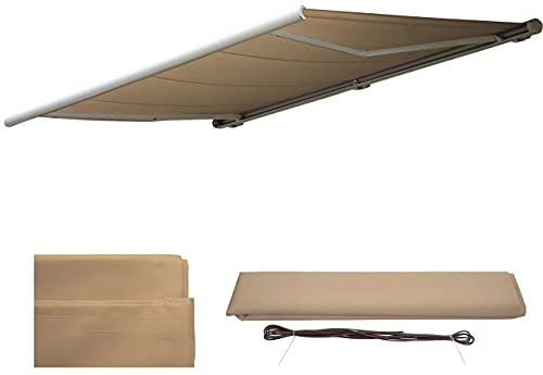 Mendler Ersatz-Bezug für Markise T124, Vollkassette Ersatzbezug Sonnenschutz 5x3m - Polyester Creme