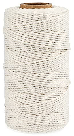 jijAcraft Macrame Corda di Cotone Beige 2mm x 100M per Decorazioni, Confezioni Regalo, Artigianato Fai da Te, Legare la Carne