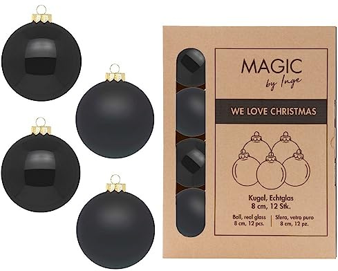 Kugel Ebony Black - WE Love Christmas - Magic by Inge - 12 Stück / 8cm