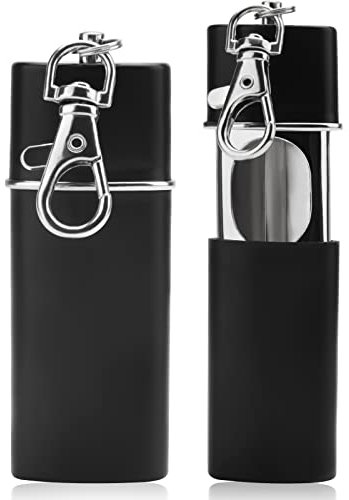 HENGBIRD Taschenaschenbecher, tragbar, Mini-Reiseaschenbecher, geruchshemmend, winddicht, Aschenbecher mit Schlüsselanhänger für Zigaretten (2 schwarz)