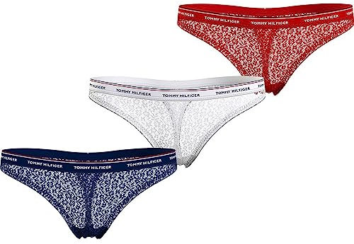 Tommy Hilfiger Damen Strings Premium Essential Tangas, Mehrfarbig (Desert Sky/White/Primary Red), M