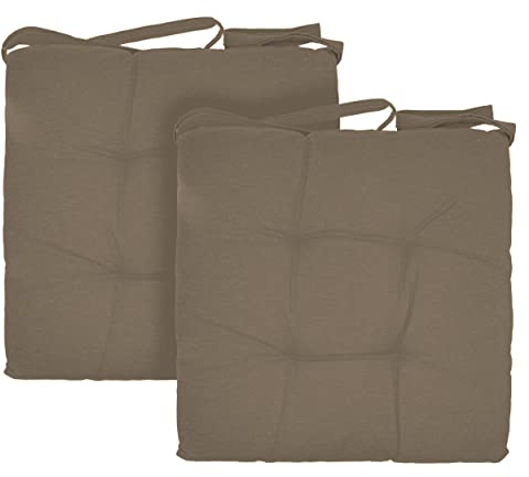 BESCH Pack 2 Cojines para Silla Usos Interior y Exterior 38x38x5cm - Cojin de Asiento Decorativo Funda de Algodón + Poliéster y Relleno de Fibra Hueca Lavable Cómodos Acolchados (Marrón)
