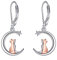 Fuchs Ohrringe 925 Sterling Silber Mond Hängend Ohrhänger Schmuck Origami Fuchs Geschenk für Damen Mädchen