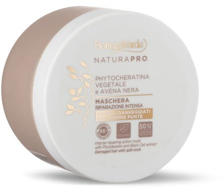 Bottega Verde - Maschera per Capelli Danneggiati e Sfibrati, Riparazione Intensa, 250 ml, Contrasta le Doppie Punte, Dona Luminosità e Corposità, con Phytocheratina Vegetale e Avena Nera