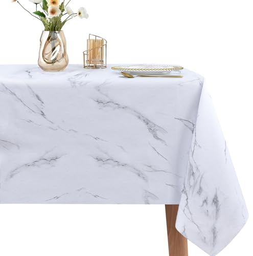 Marble Table Cloth Wipe Clean, Wipeable PVC Tablecloth Rectangle 71x54in | Rectangular Marble Effect Wipe Clean Tablecloth, Outdoor Waterproof PVC Table Cloth, Marble Plastic Table Cover 180x137cm