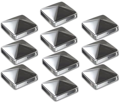 HAUSKU Pfostenkappen 9x9 cm 10 Stück, Zaunpfostenkappen für Holzpfosten, Abdeckkappen für Zaunpfosten verzinkt in Pyramidenform, Holzpfostenabdeckung, Pfostenabdeckungen 90 x 90 mm