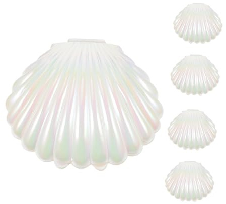 ABOOFAN 5piezas Cajas De Dulces Forma De Concha Contenedores De Para Fiestas Accesorios De Decoración De Bodas y Almacenamiento De Joyería Color Perla