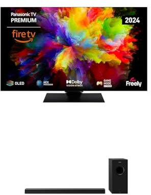 Panasonic TV-65Z80AEY 65 4K Ultra HD OLED Smart TV, Fire TV SC-HTB600EBK Home Theatre Soundbar with Bluetooth and Dolby Atmos