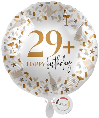 Balloa XXL ballon gonflable 29+, grand ballon à l'hélium avec chiffre et humour, cadeau pour adultes, décoration pour fête d'anniversaire amusante, ballon gonflable remplissable avec de l'air ou de
