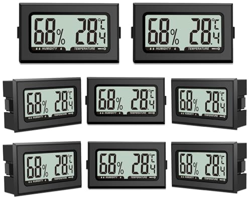 Lot de 8 thermomètres hygromètres numériques avec écran LCD pour intérieur, bureau, salon et cave à vin (piles incluses)